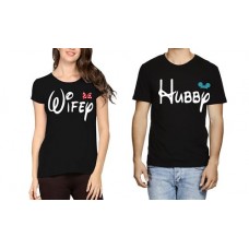 Hubby Wifey Couple Graphic Printed T-shirt