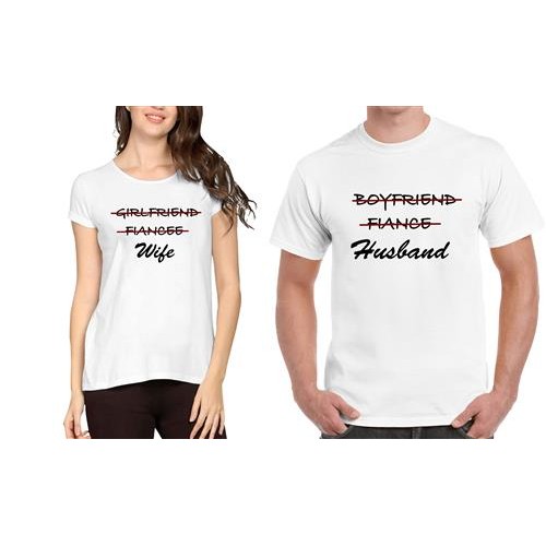 Husband Wife Couple Graphic Printed T-shirt