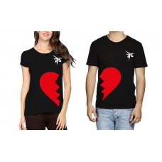 Couple Ved Heart Graphic Printed T-shirt