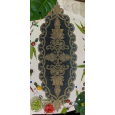 Luxury Table Runner, Hand Beaded Table Runner, Black And Gold Table Runner 13x36 Inches