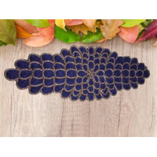 Blue Table Runner, Handmade Beaded Table Runner, Petals Design Dining Table Runner 13x36 Inches