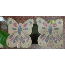 Handmade Table Mat, Beaded Table Mat, Butterflies Design Table Mat 14x14 Inches 