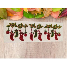 Table Mats, Set Of Hand Beaded Table Mats ,Christmas Stocking Placemats, Round Dining Table Runner  13x36 Inches