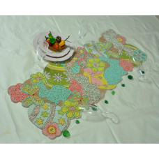 Easter Eggs And Easter Bunny Table Runner, Hand Beaded Table Runner 13x36 Inch