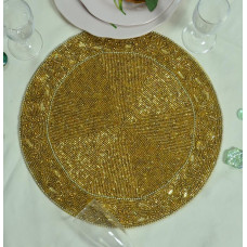 Gold Placemats, Handmade Table Mats , Designer charger Plate, Luxury Beaded Table Mats  13x13 Inches 