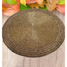 Gold Table Runner, Handmade Beaded Table Runner, Luxury Oval Table Runner 13x13 Inches