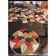 Handmade Placemats, Beaded Table Runner 13x13*13 Inch (Set of 1 Table Runner  & 6 Table Mat)