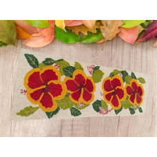 Hibiscus Table Runner, Handmade Beaded Table Runner, Spring Table Runner, Dining Table Topper 13x36 Inches