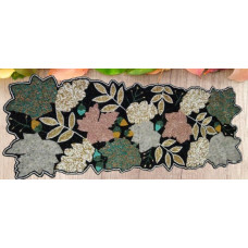 Leaves Design Table Runner/ Handmade  Beaded Table Runner/ Spring Dining Table Topper 13x36 Inches