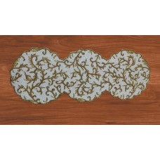 Luxury Table Runner, Hand Beaded Spring Table Runner, White And Gold Dining Table Topper 13x36 Inch