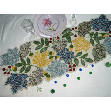 Handmade Table Runner, Beaded Table Runner, Multicolor Spring Table Runner 13x36 Inches