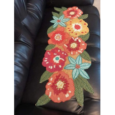 Beaded Table Runner, Handmade Table Runner, Multicolor Floral Table Runner, Spring Table Runner 13x36 Inches