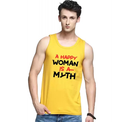 A Happy Woman Is A Myth Graphic Printed Vests