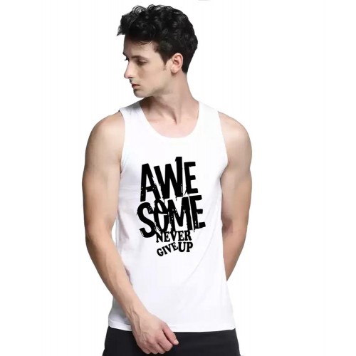 Awesome Never Give Up Graphic Printed Vests