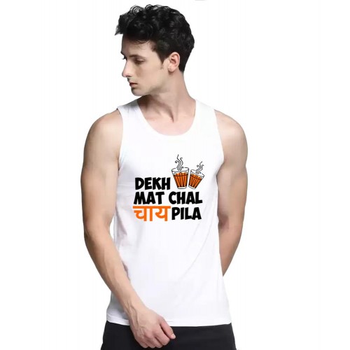 Dekh Mat Chal Chai Pila Graphic Printed Vests