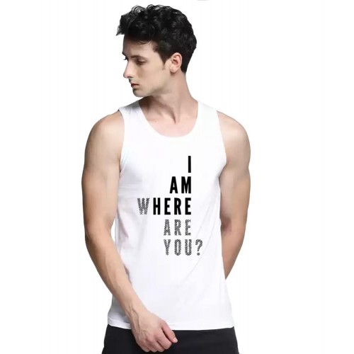I Am Here Where Are You Graphic Printed Vests