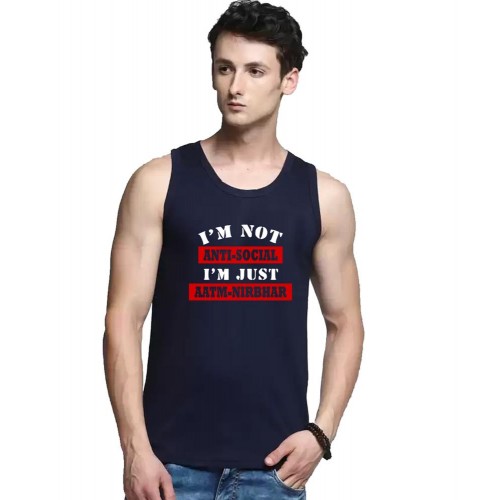 I'M Not Anti Social I'M Just Aatm Nirbhar Graphic Printed Vests