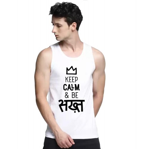 Keep Calm And Be Sakht Graphic Printed Vests