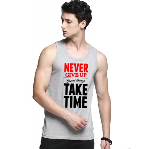 Never Give Up Great Things Take Time Graphic Printed Vests