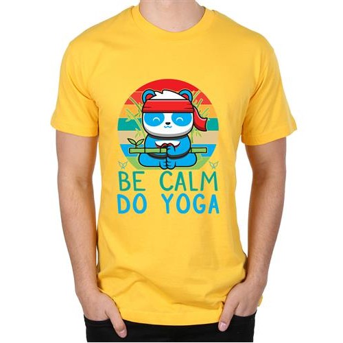 Men's Be Calm Yoga Graphic Printed T-shirt