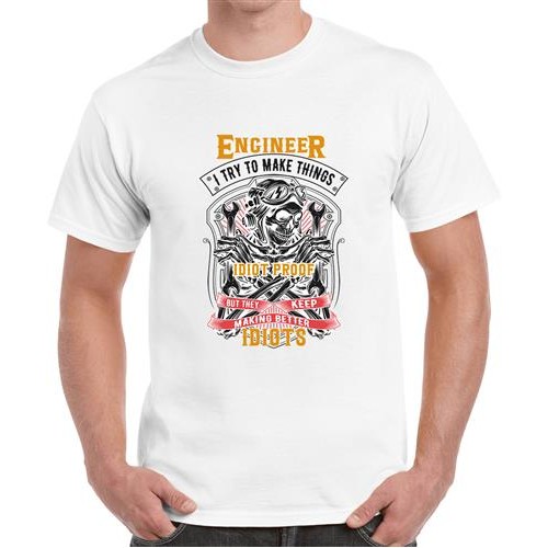 Men's Engineer Proof Idiots Graphic Printed T-shirt