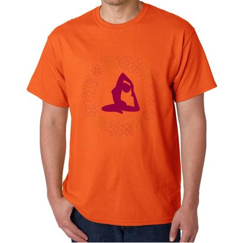 Men's Flower Yoga  Graphic Printed T-shirt