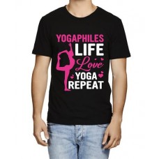 Yogaphiles Life Love Yoga Repeat Graphic Printed T-shirt