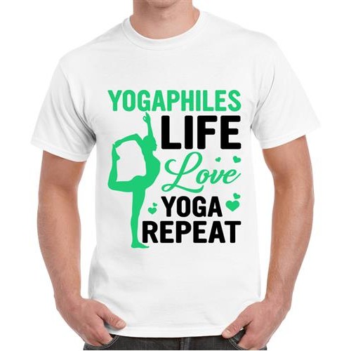 Yogaphiles Life Love Yoga Repeat Graphic Printed T-shirt