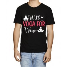 Men's Wine Will Yoga Graphic Printed T-shirt