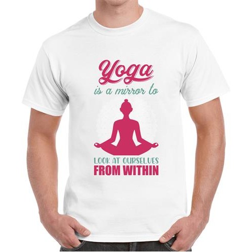 Yoga Is A Mirror To Look At Ourselves From Within Graphic Printed T-shirt