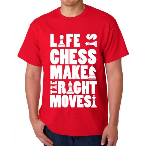 Men's Cotton Graphic Printed Half Sleeve T-Shirt - Life Is Chess