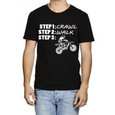 Step 1 Crawl Step 2 Walk Step 3 Ride Graphic Printed T-shirt