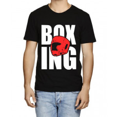 Men's Round Neck Cotton Half Sleeved T-Shirt With Printed Graphics - Boxing Fighter
