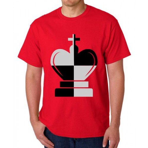Men's Round Neck Cotton Half Sleeved T-Shirt With Printed Graphics - Chess A King