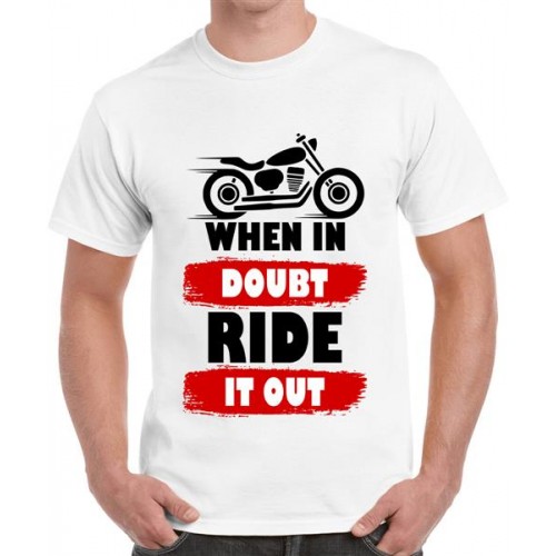 Men's Round Neck Cotton Half Sleeved T-Shirt With Printed Graphics - Doubt Ride