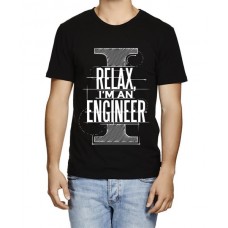 Men's Round Neck Cotton Half Sleeved T-Shirt With Printed Graphics - I Relax Engineer