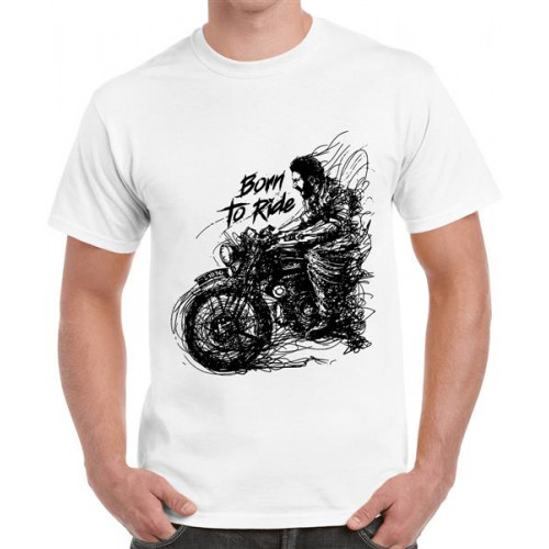 Men's Round Neck Cotton Half Sleeved T-Shirt With Printed Graphics - Ride Born