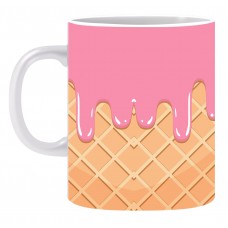 Pink Ice Cream Cone Ceramic Printed Mug