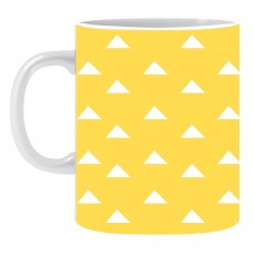 White triangle Yellow Ceramic Printed Mug