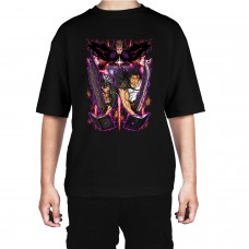 Men's Black Flighter Graphic Printed Oversized T-shirt