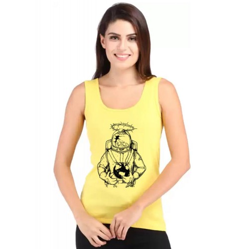 Astronaut Earth Graphic Printed Tank Tops
