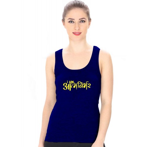 I Am Aatmanirbhar Graphic Printed Tank Tops