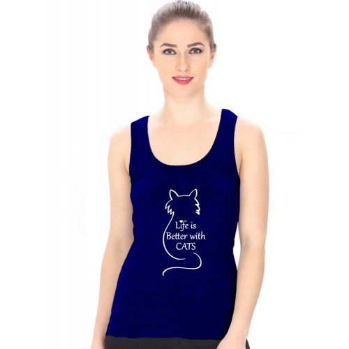 Life Is Better With Cats Graphic Printed Tank Tops