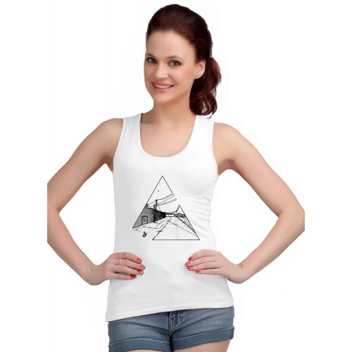 Triangle Road Graphic Printed Tank Tops