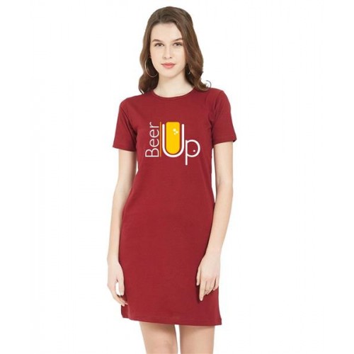 Beer Up Graphic Printed T-shirt Dress