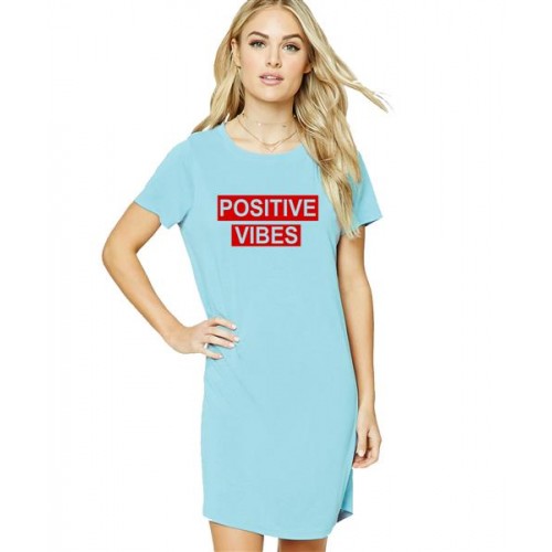 Positive Vibes Graphic Printed T-shirt Dress