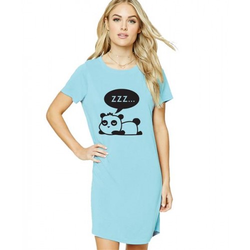 Sleeping Teddy Graphic Printed T-shirt Dress