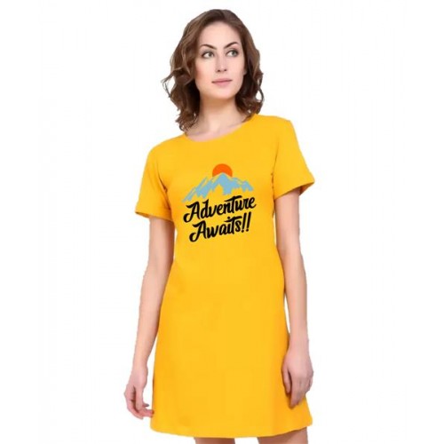 Adventure Awaits Graphic Printed T-shirt Dress