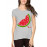 Women's Cotton Biowash Graphic Printed Half Sleeve T-Shirt - Watermelon Slice