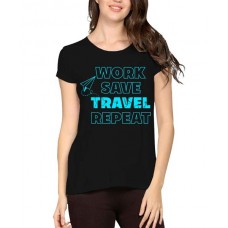Work Save Travel Repeat Graphic Printed T-shirt